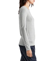 Splendid Bamboo Striped Crew Neck Long Sleeve Tee