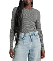 Splendid Bamboo Striped Crew Neck Long Sleeve Tee