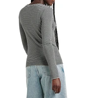 Splendid Bamboo Striped Crew Neck Long Sleeve Tee