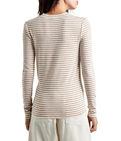 Splendid Bamboo Striped Crew Neck Long Sleeve Tee