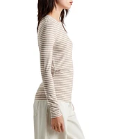 Splendid Bamboo Striped Crew Neck Long Sleeve Tee