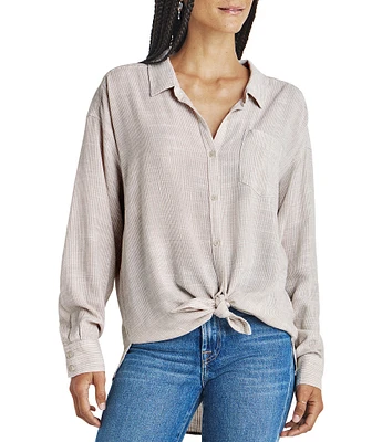 Splendid Bowen Striped Point Collar Long Sleeve Button Down Shirt