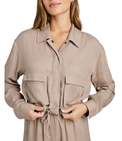 Splendid Breanne Chambray Point Collar Snap Front Jacket