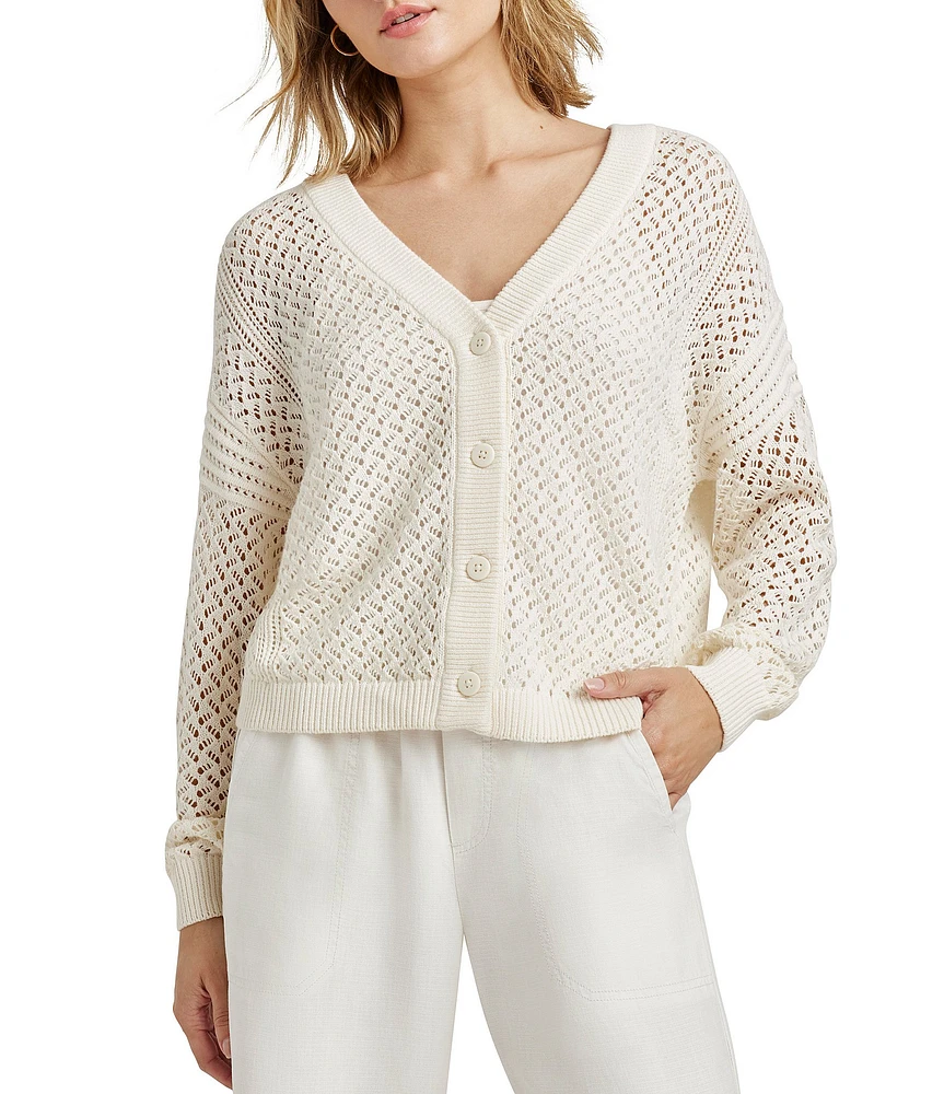 Splendid Brenda Knit V-Neck Long Sleeve Button Front Cardigan