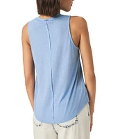 Splendid Cady Linen Blend Knit Crew Neck Sleeveless Tank