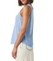 Splendid Cady Linen Blend Knit Crew Neck Sleeveless Tank