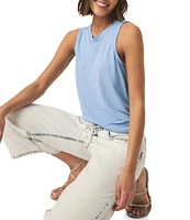 Splendid Cady Linen Blend Knit Crew Neck Sleeveless Tank