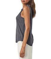Splendid Cady Linen Blend Knit Crew Neck Sleeveless Tank