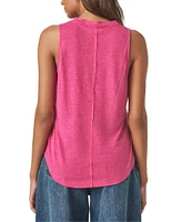 Splendid Cady Linen Blend Knit Crew Neck Sleeveless Tank