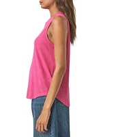 Splendid Cady Linen Blend Knit Crew Neck Sleeveless Tank