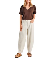Splendid Carter Barrel Leg Wide Pant Elastic Crop Pant