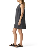 Splendid Catalina Woven Crochet Linen Blend V-Neck Sleeveless A-Line Mini Dress