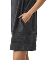 Splendid Catalina Woven Crochet Linen Blend V-Neck Sleeveless A-Line Mini Dress