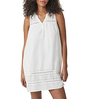 Splendid Catalina Woven Crochet Linen Blend V-Neck Sleeveless A-Line Mini Dress