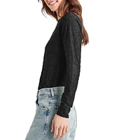 Splendid Cecelia Floral Burnout Crew Neck Long Sleeve Tee