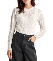 Splendid Cecelia Floral Burnout Crew Neck Long Sleeve Tee