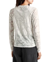 Splendid Cecelia Floral Burnout Crew Neck Long Sleeve Tee