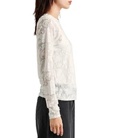 Splendid Cecelia Floral Burnout Crew Neck Long Sleeve Tee