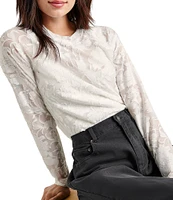 Splendid Cecelia Floral Burnout Crew Neck Long Sleeve Tee