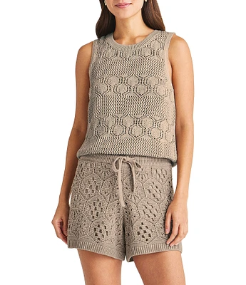 Splendid Celine Crochet Sweater Coordinating Crewneck Tank