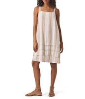 Splendid Celine Knit Striped Square Neck Sleeveless A-Line Mini Dress