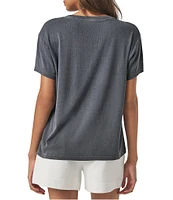 Splendid #double;Coastal Cool#double; Graphic Knit Crew Neck Short Sleeve Boxy Tee