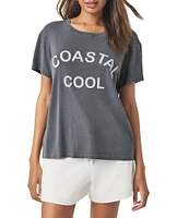 Splendid #double;Coastal Cool#double; Graphic Knit Crew Neck Short Sleeve Boxy Tee