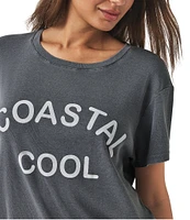 Splendid #double;Coastal Cool#double; Graphic Knit Crew Neck Short Sleeve Boxy Tee