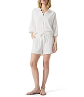 Splendid Coastal Linen Blend Knit Mid Rise Lounge Shorts