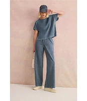 Splendid Coordinating Indigo Wide Leg Cotton Knit Pants