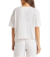 Splendid Cotton Knit Stripe Print Crew Neck Short Sleeve Tee Shirt