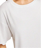 Splendid Cotton Knit Stripe Print Crew Neck Short Sleeve Tee Shirt