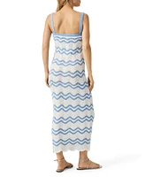 Splendid Cove Chevron Knit Square Neck Sleeveless Bodycon Dress