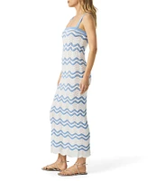 Splendid Cove Chevron Knit Square Neck Sleeveless Bodycon Dress