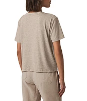 Kacey Crochet Knit V-Neck Short Sleeve Tee Shirt