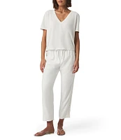 Kacey Crochet Knit V-Neck Short Sleeve Tee Shirt