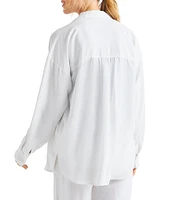 Splendid Dawson Linen Blend Long Sleeve Button Down Top