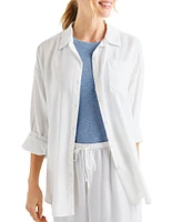 Splendid Dawson Linen Blend Long Sleeve Button Down Top