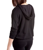Splendid Dream Long Sleeve Slub Knit Zip Up Hoodie Track Jacket