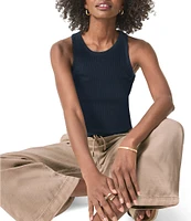 Splendid Eco Supersoft Ribbed Knit Scoop Neck Sleeveless Tank Top
