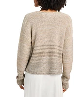 Splendid Elsa Sequin Sweater Wool Blend Ombre Crew Neck Long Sleeve Sweater