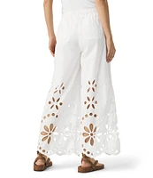 Splendid Emmalyn Wide Leg Mid Rise Lace Eyelet Pants