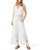 Splendid Emmalyn Wide Leg Mid Rise Lace Eyelet Pants