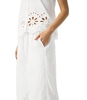 Splendid Emmalyn Wide Leg Mid Rise Lace Eyelet Pants