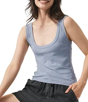 Splendid Faye Knit Scoop Neck Sleeveless Tank Top