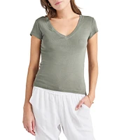 Splendid Faye V-Neck Short Sleeve T-Shirt