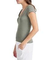 Splendid Faye V-Neck Short Sleeve T-Shirt