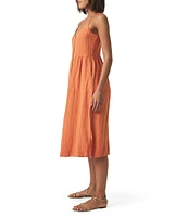 Splendid Gabrielle Knit Linen Blend V-Neck Sleeveless A-Line Midi Dress