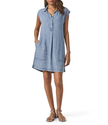 Splendid Wren Notch Collar Cap Sleeve A-Line Mini Dress