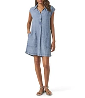 Splendid Wren Notch Collar Cap Sleeve A-Line Mini Dress
